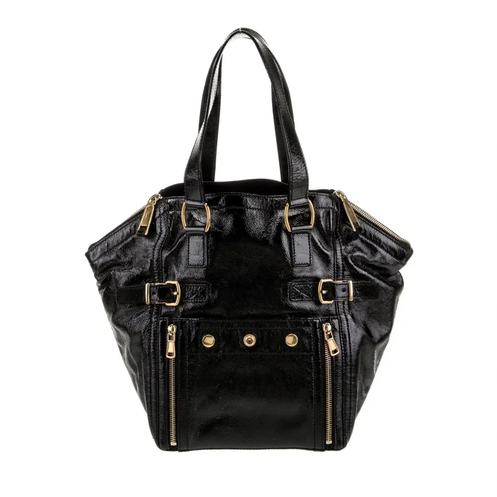 YveSaintLaurent Brown Pattern Leather Downtown Bag - Picture 1 of 14